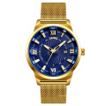 SKMEI 9166 Мужские золотые кварцевые часы из нержавеющей стали с японским механизмом